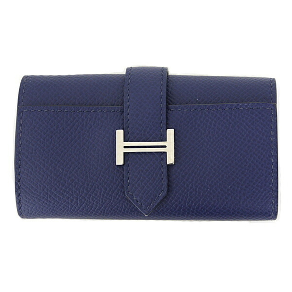 Hermes Bearn Key Case, 4-ring, Veau Epsom Leather, Blue Navy, U Stamp